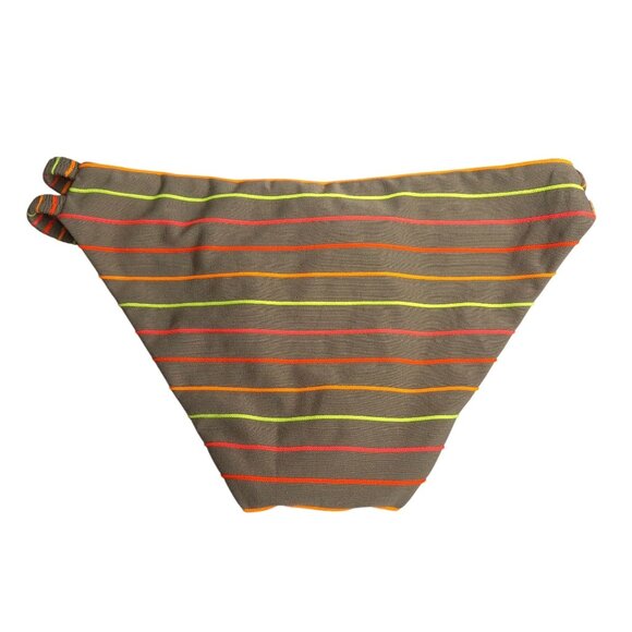 Isabella Rose Striped Bikini Bottoms M Neon Accents Split Straps Sample - Picture 2 of 4